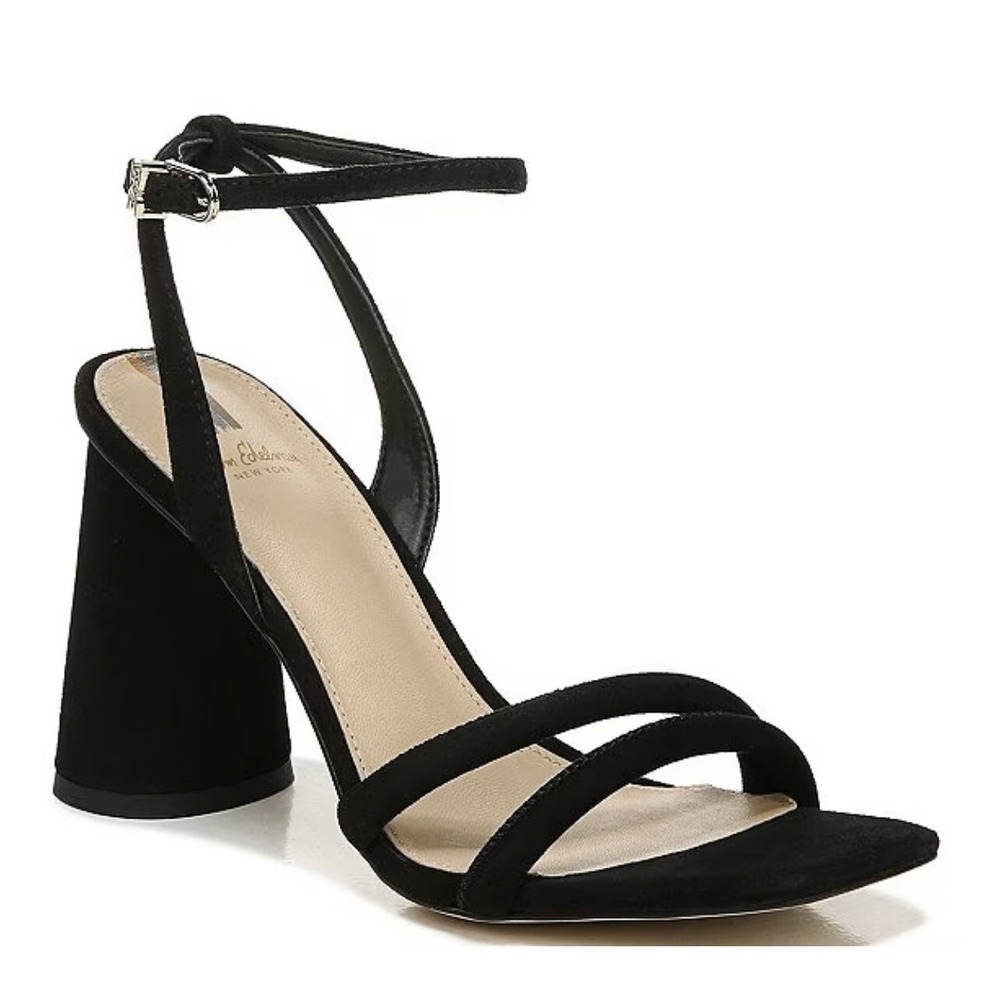 Sam Edelman $140 Kia Block Heel Size 8 Black Suede Formal Bridesmaid Prom Shoes
